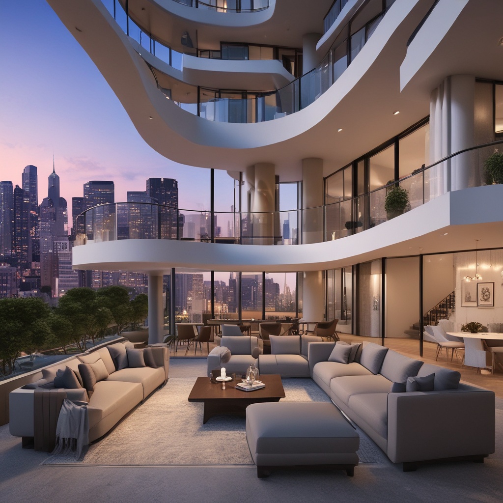 Luxury apartment building with panoramic city views